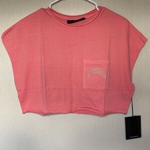 Civil Regime Coral Cropped T-Shirt with Pocket